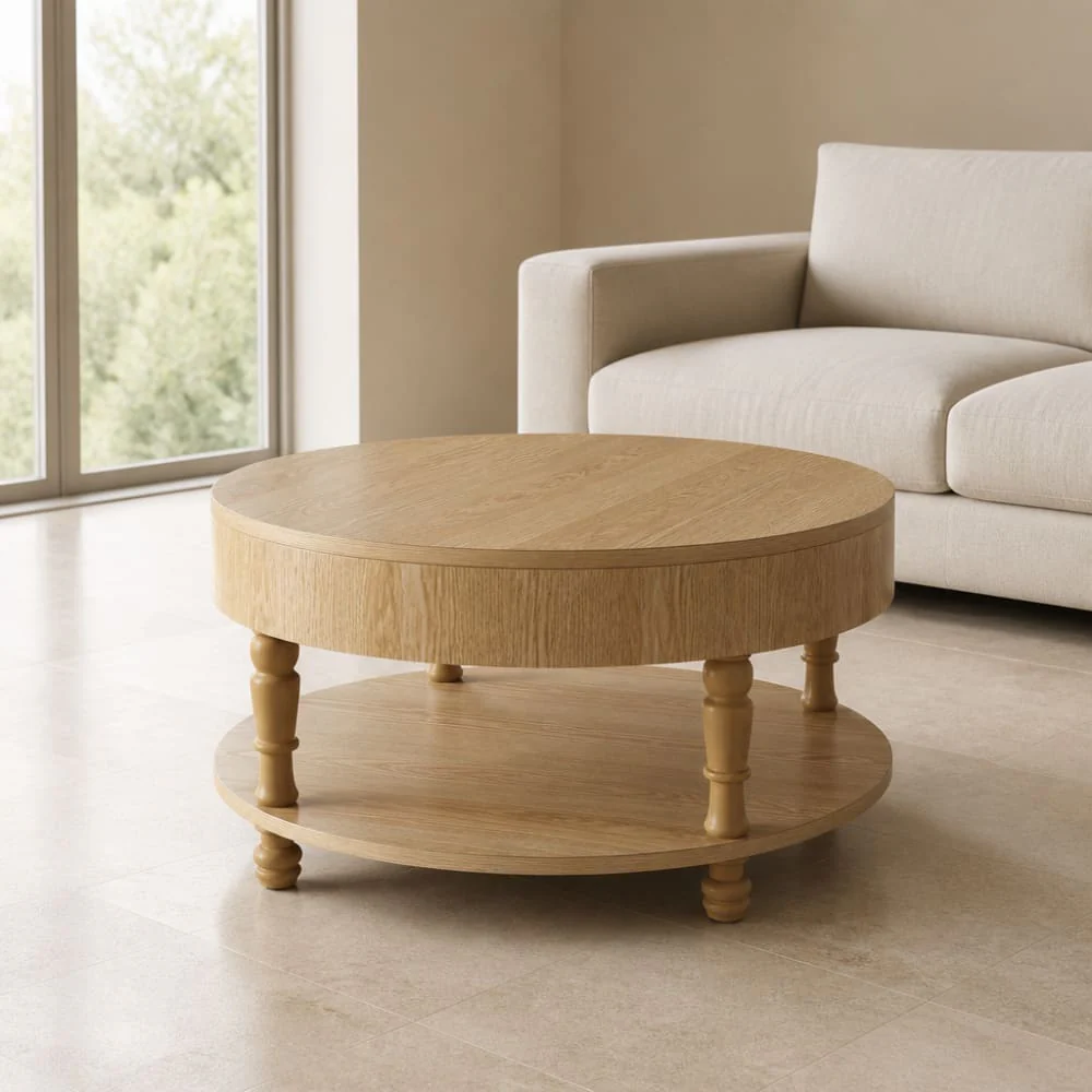 GOODSILO Dual Storage Round Coffee Table with Hidden Compartment for Living Room - Image 3