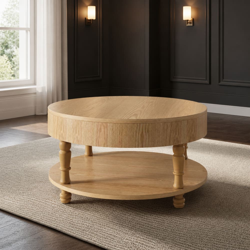 GOODSILO Dual Storage Round Coffee Table with Hidden Compartment for Living Room - Image 4