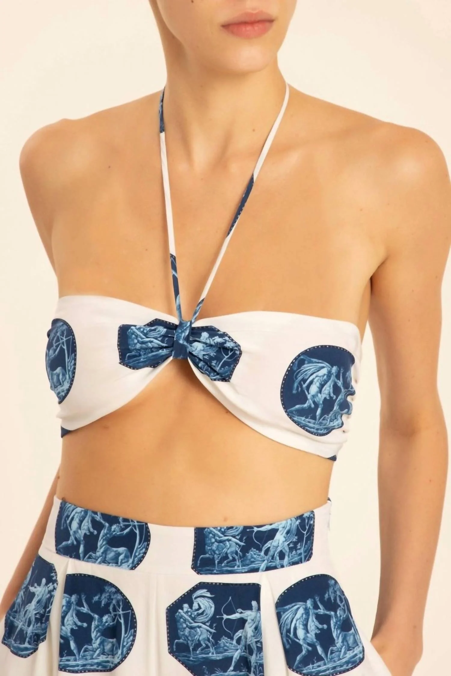 Greek Scenes Top With Ties In Off White - Image 2