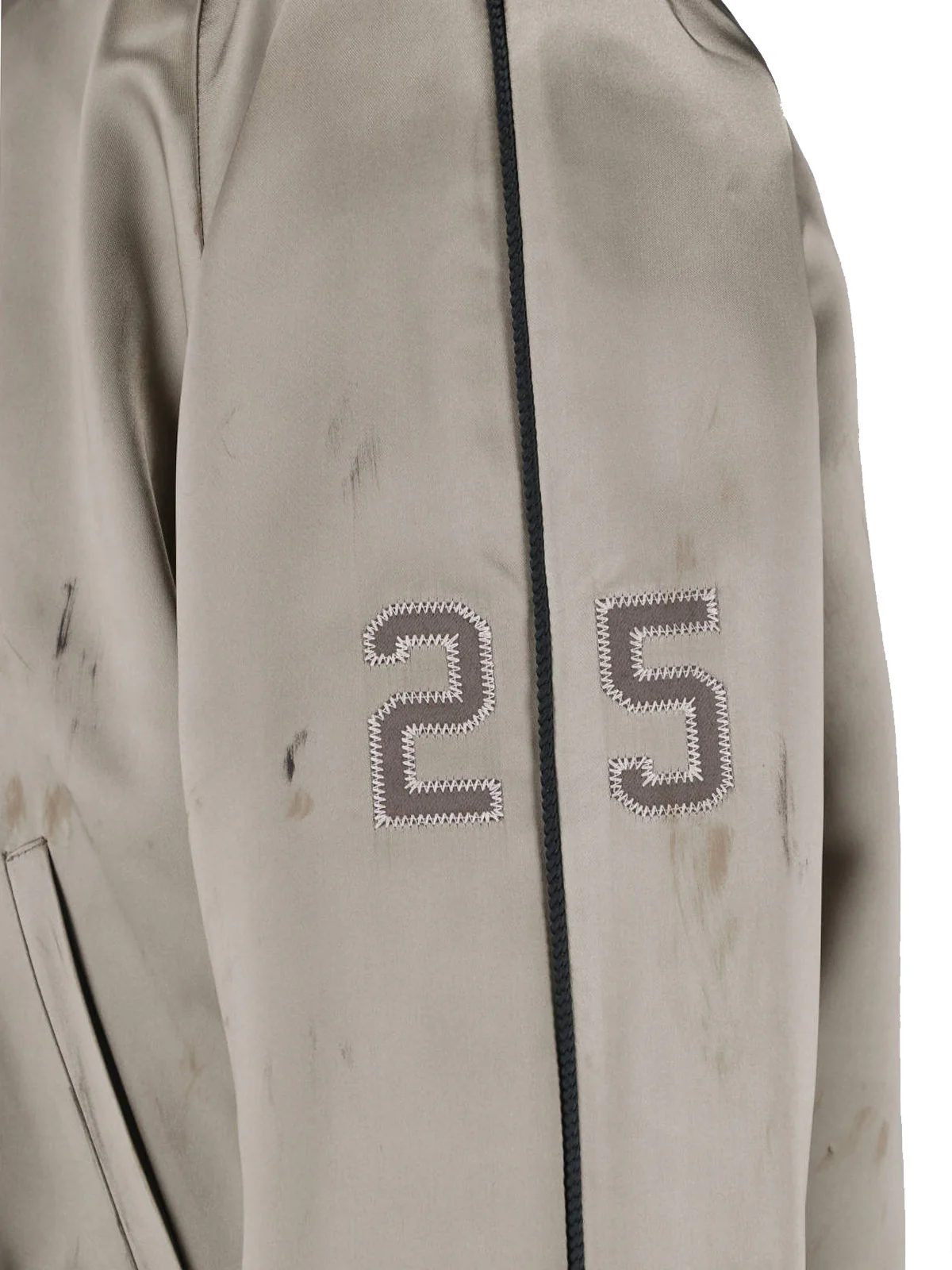 Green Button Closure Acetate Bomber Jacket - Image 3
