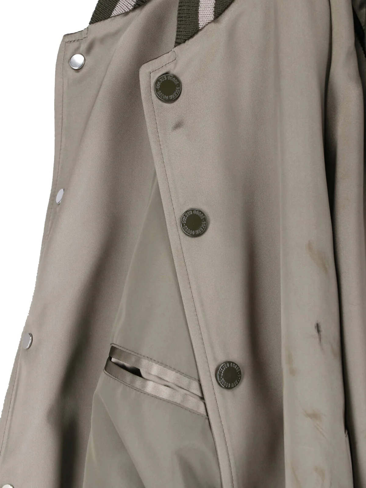 Green Button Closure Acetate Bomber Jacket - Image 4