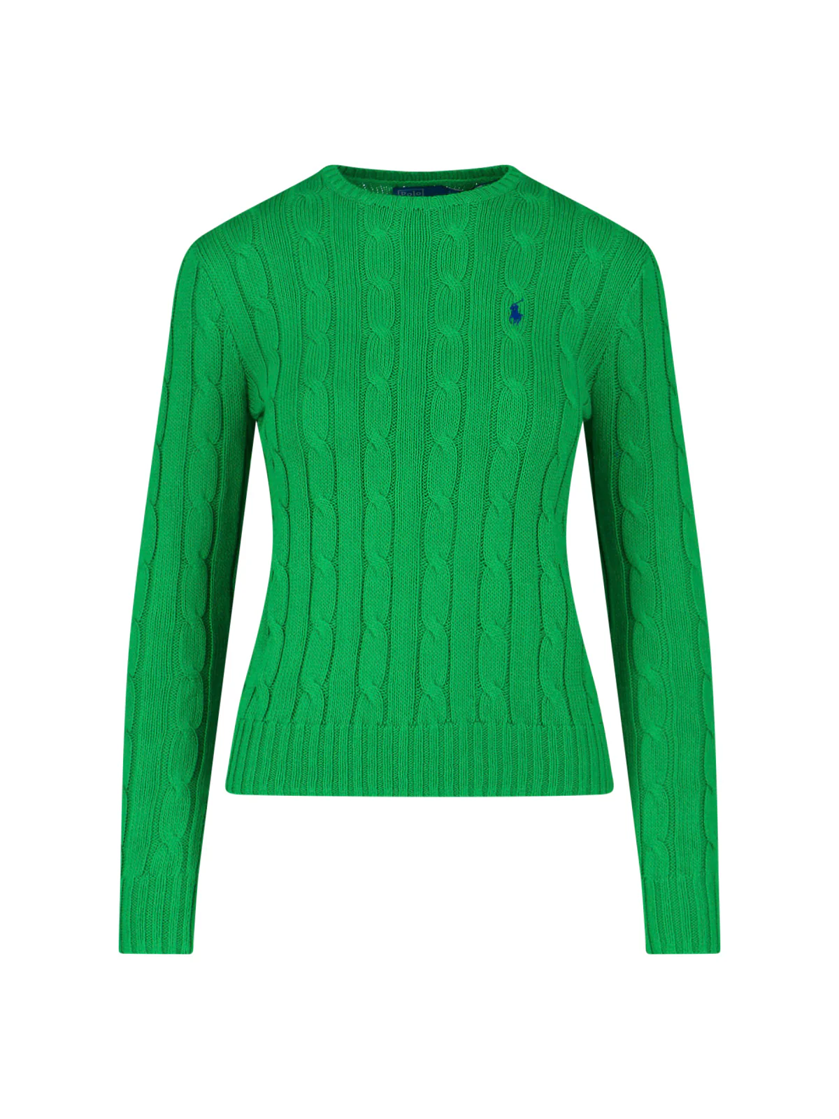 Green Cable Knit Crewneck Sweater