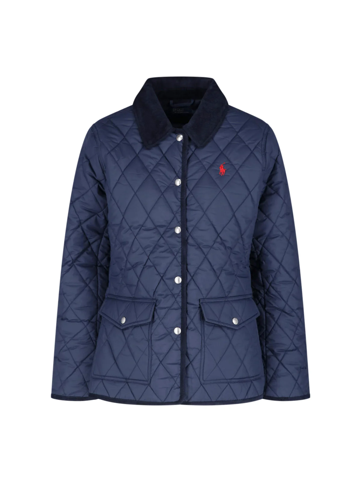 Green Quilted Corduroy Collar Jacket