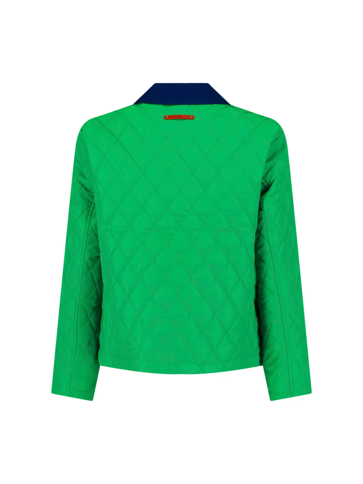 Green Quilted Cropped Contrast Collar Jacket - Image 2