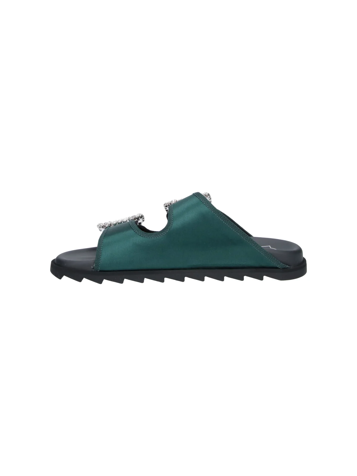 Green Slidy Viv Satin Strap Mules - Image 3