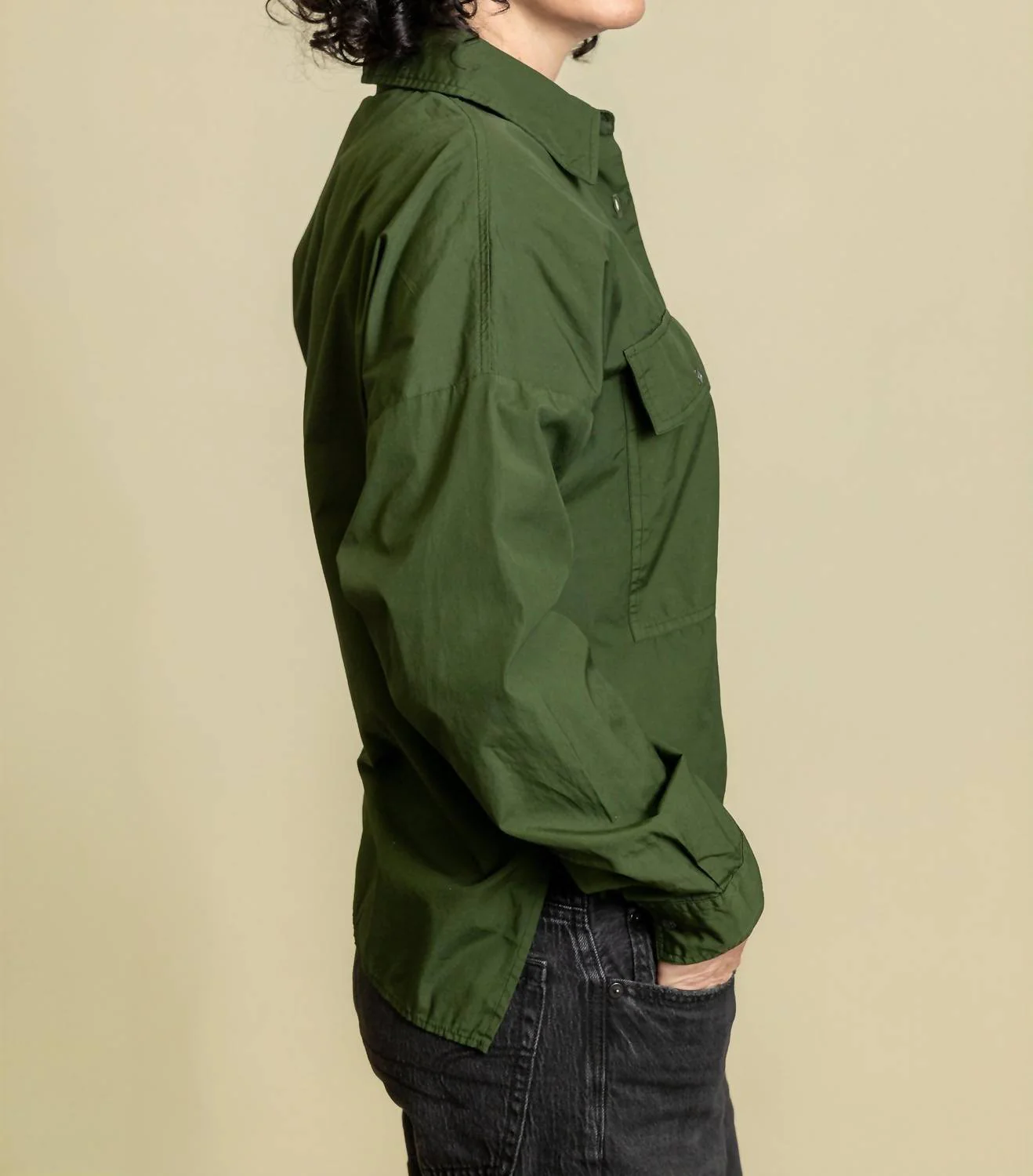 Greta Button Down Top In Fern Green - Image 2