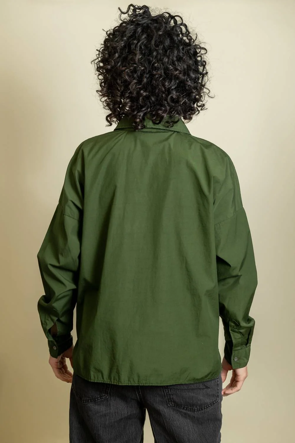 Greta Button Down Top In Fern Green - Image 3
