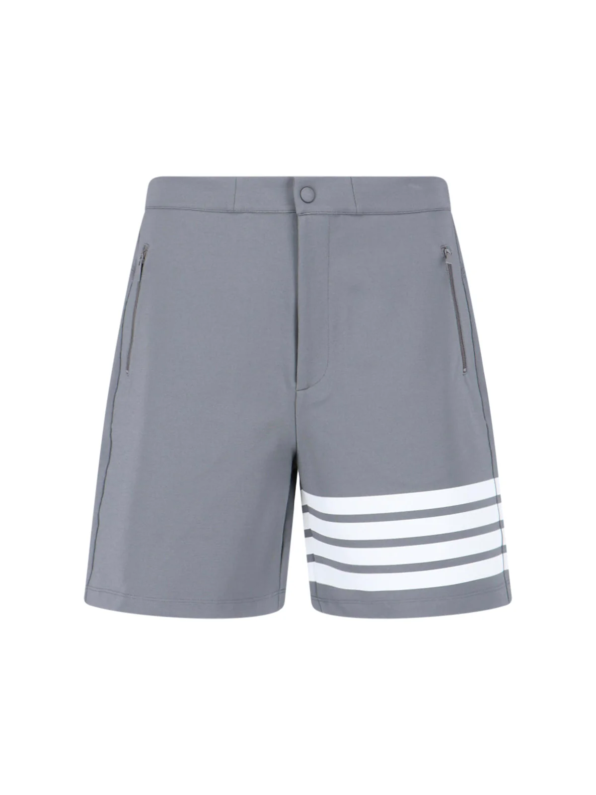 Grey 4-Bar Viscose Blend Straight Shorts