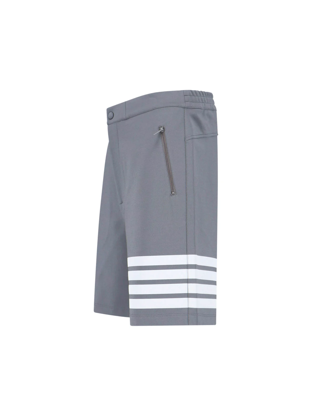 Grey 4-Bar Viscose Blend Straight Shorts - Image 3