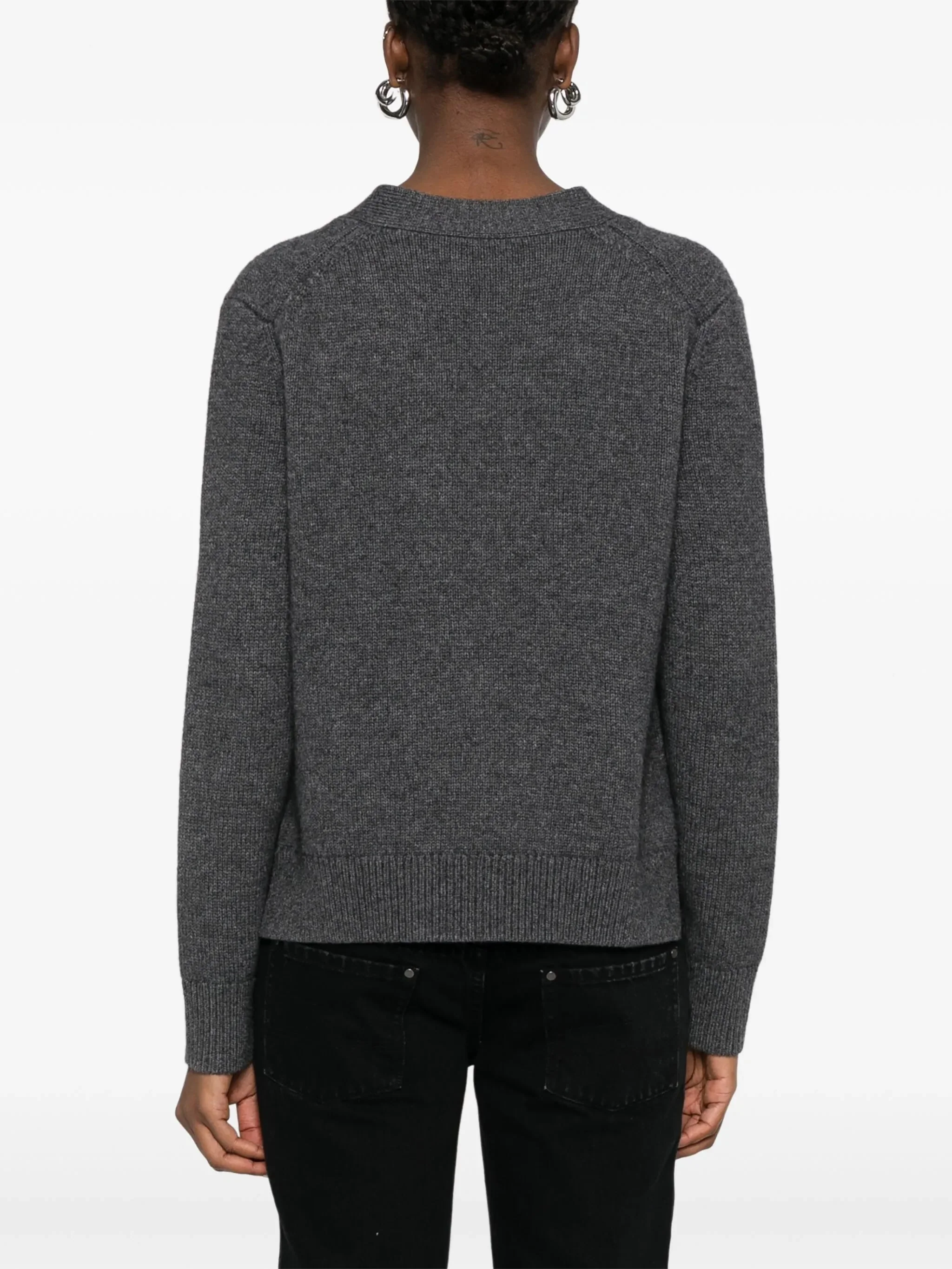 Grey Brat V-Neck Knitted Cardigan - Image 4