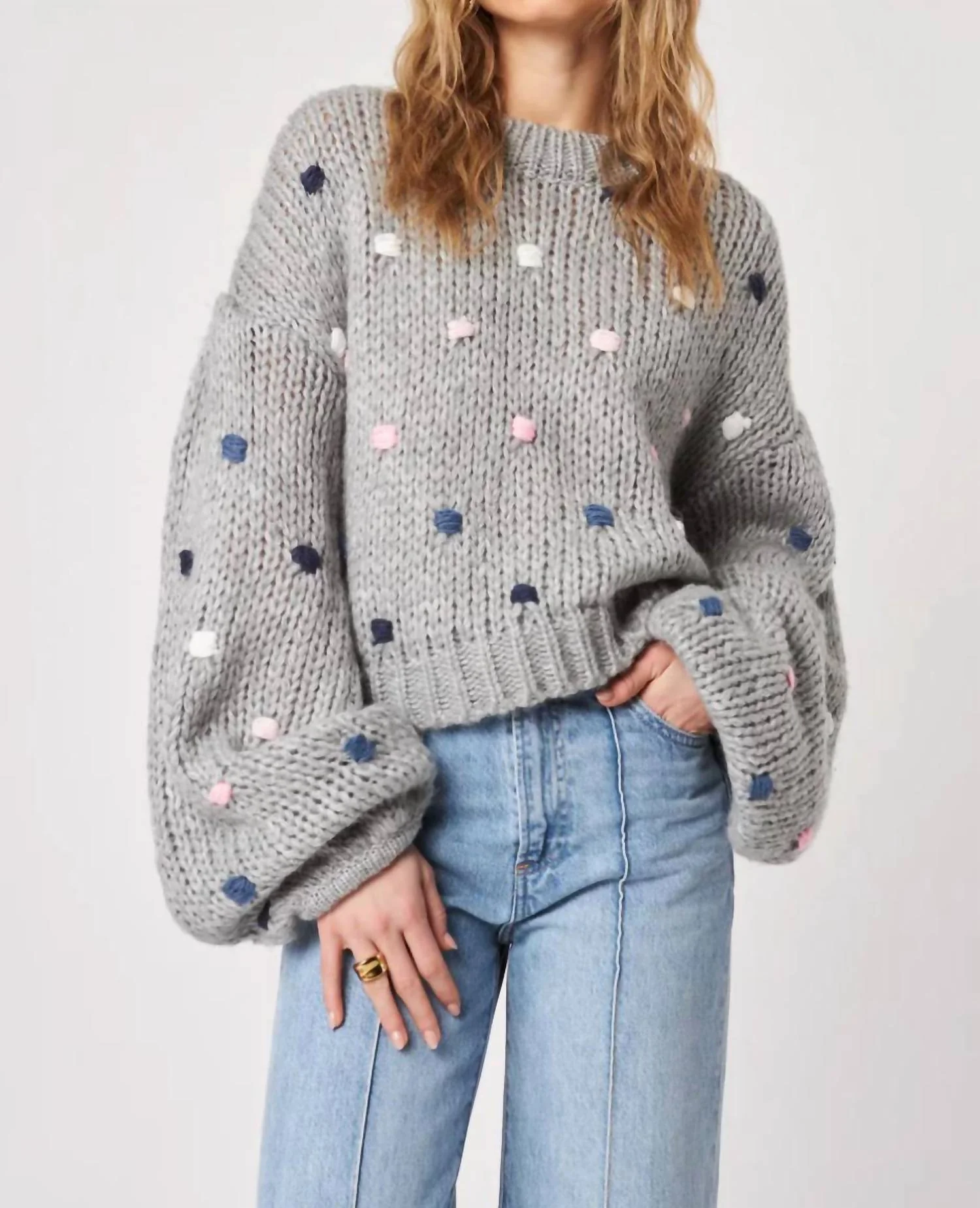 Greyson Oversized Sweater In Dotted Shadow