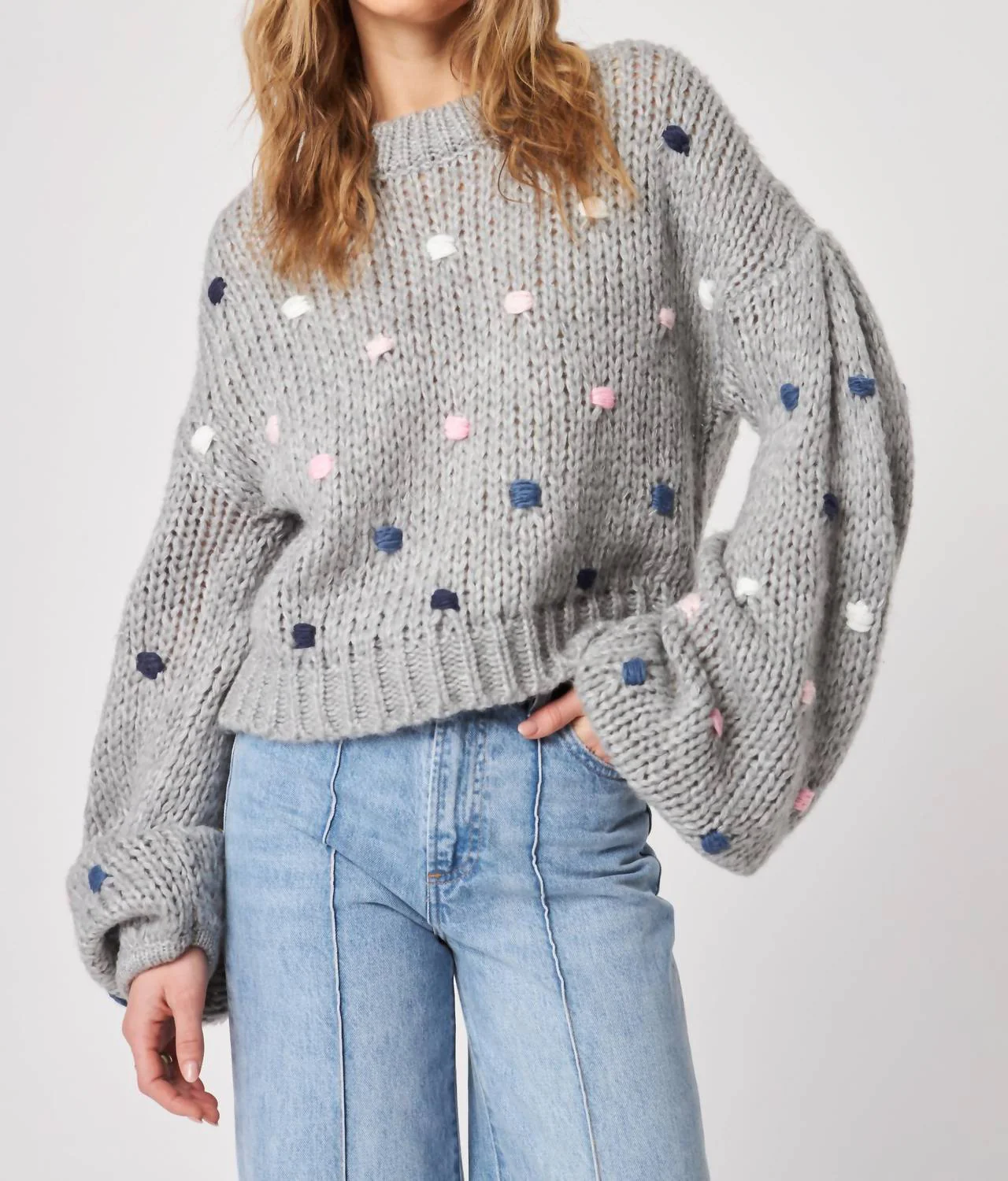 Greyson Oversized Sweater In Dotted Shadow - Image 2