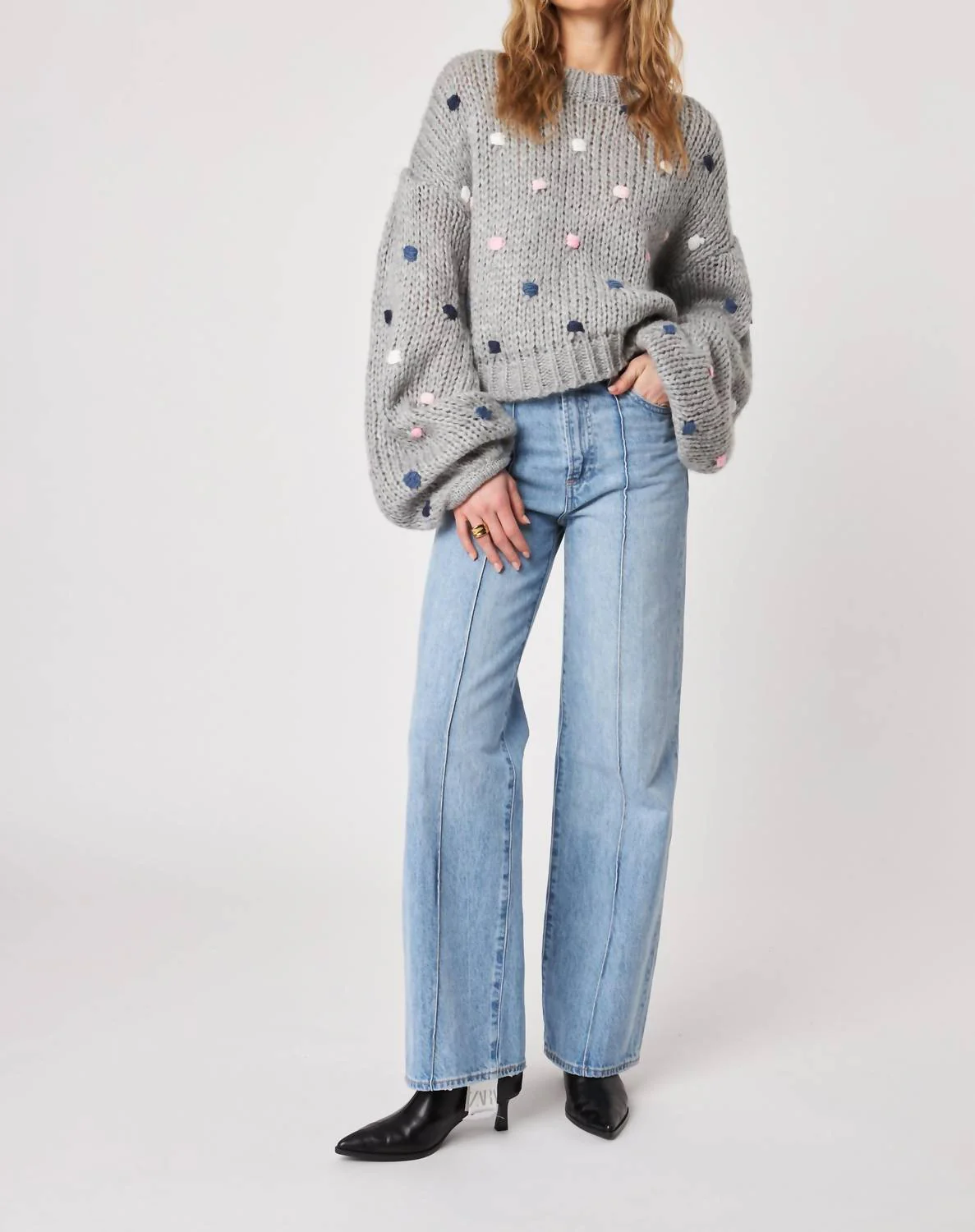 Greyson Oversized Sweater In Dotted Shadow - Image 3