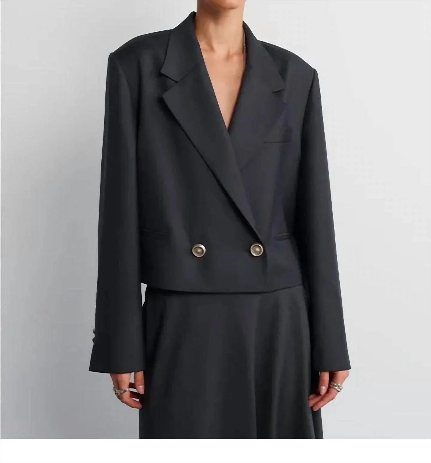 Guru Crop Blazer In Black - Image 3
