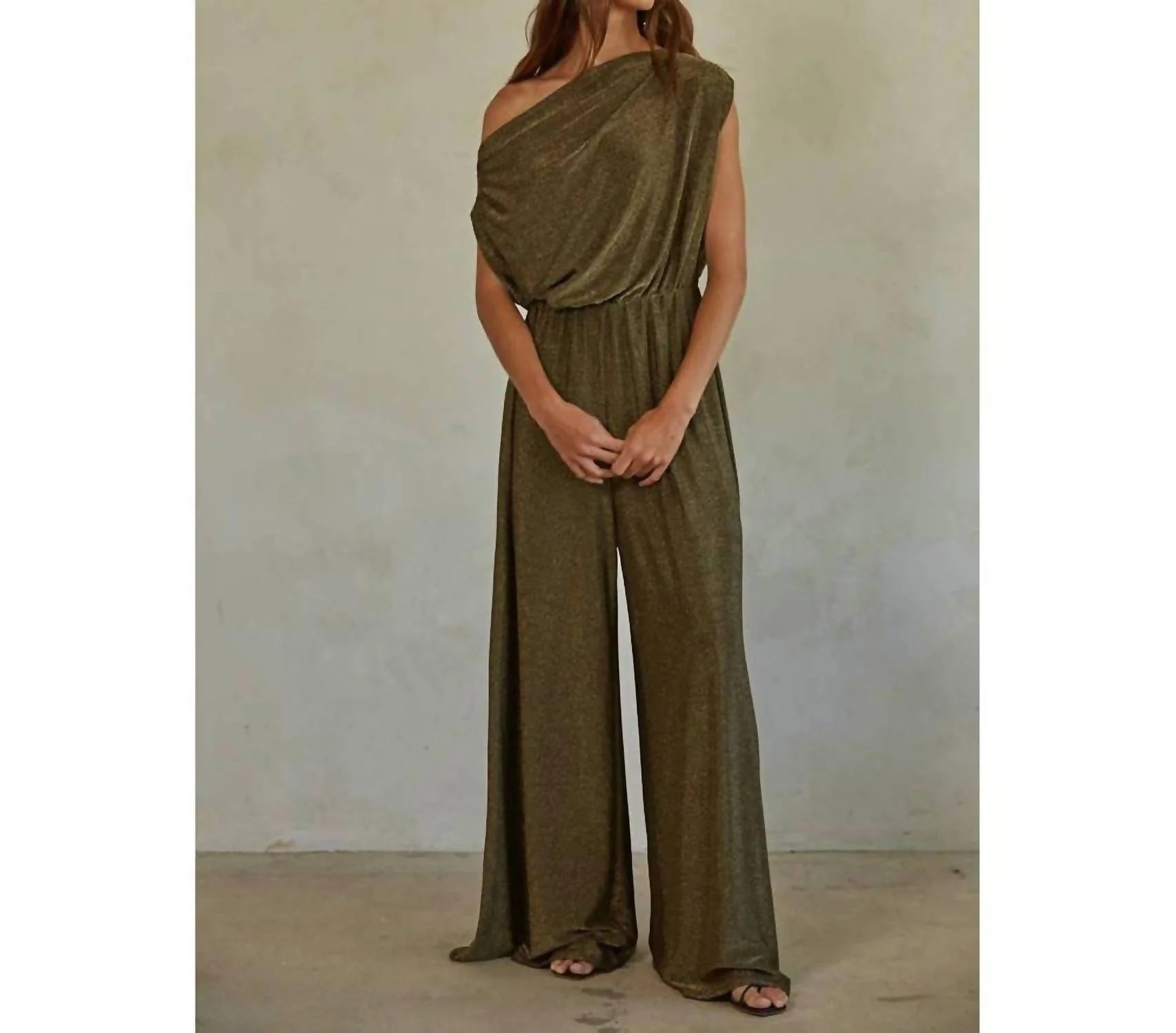 Gwen Metallic Jumpsuit In Gold Black