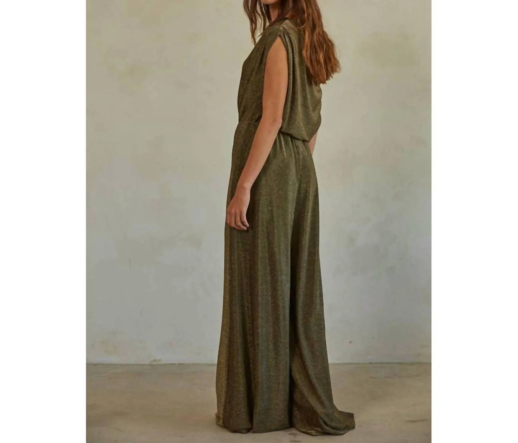 Gwen Metallic Jumpsuit In Gold Black - Image 2