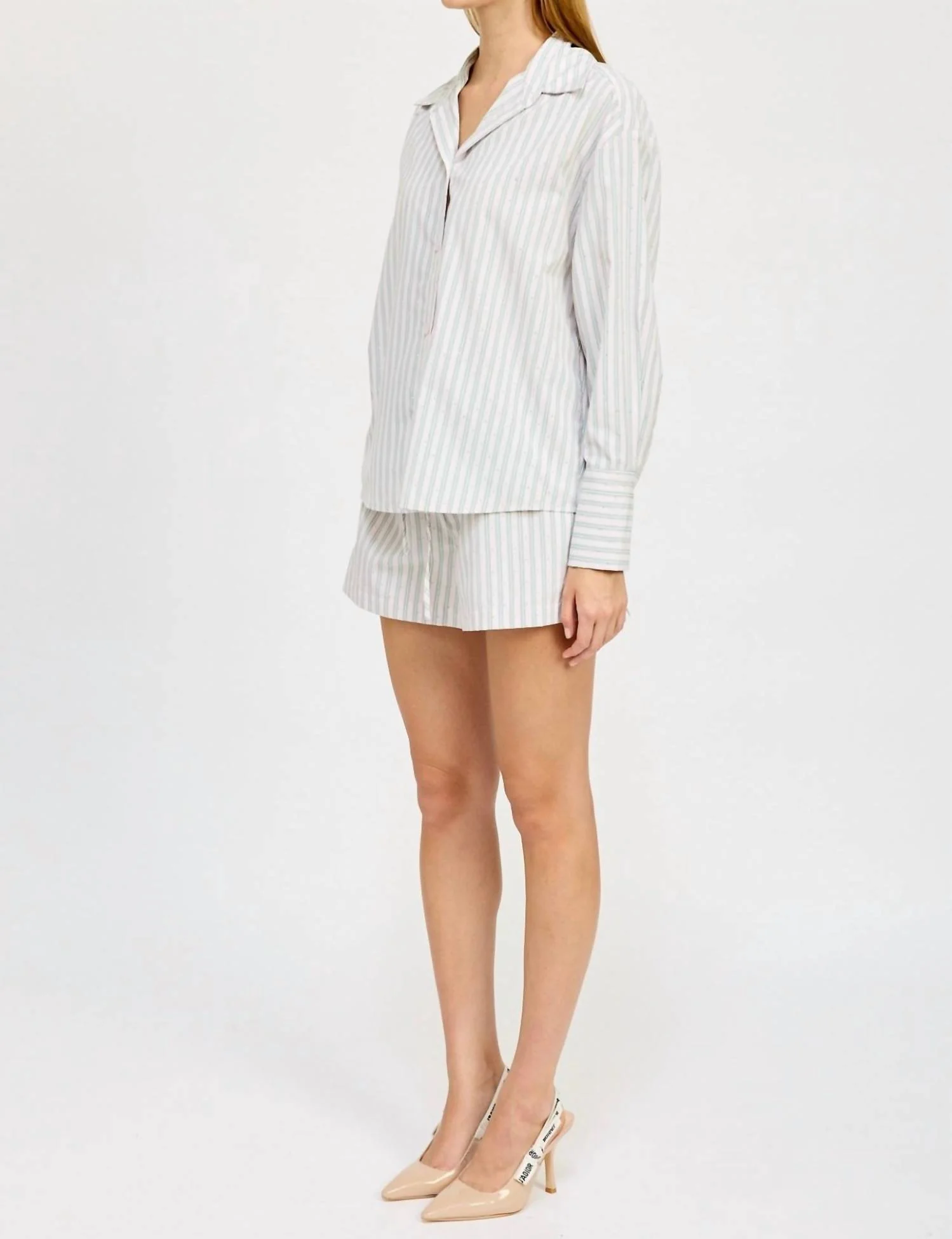Haisley Striped Short In White - Image 2