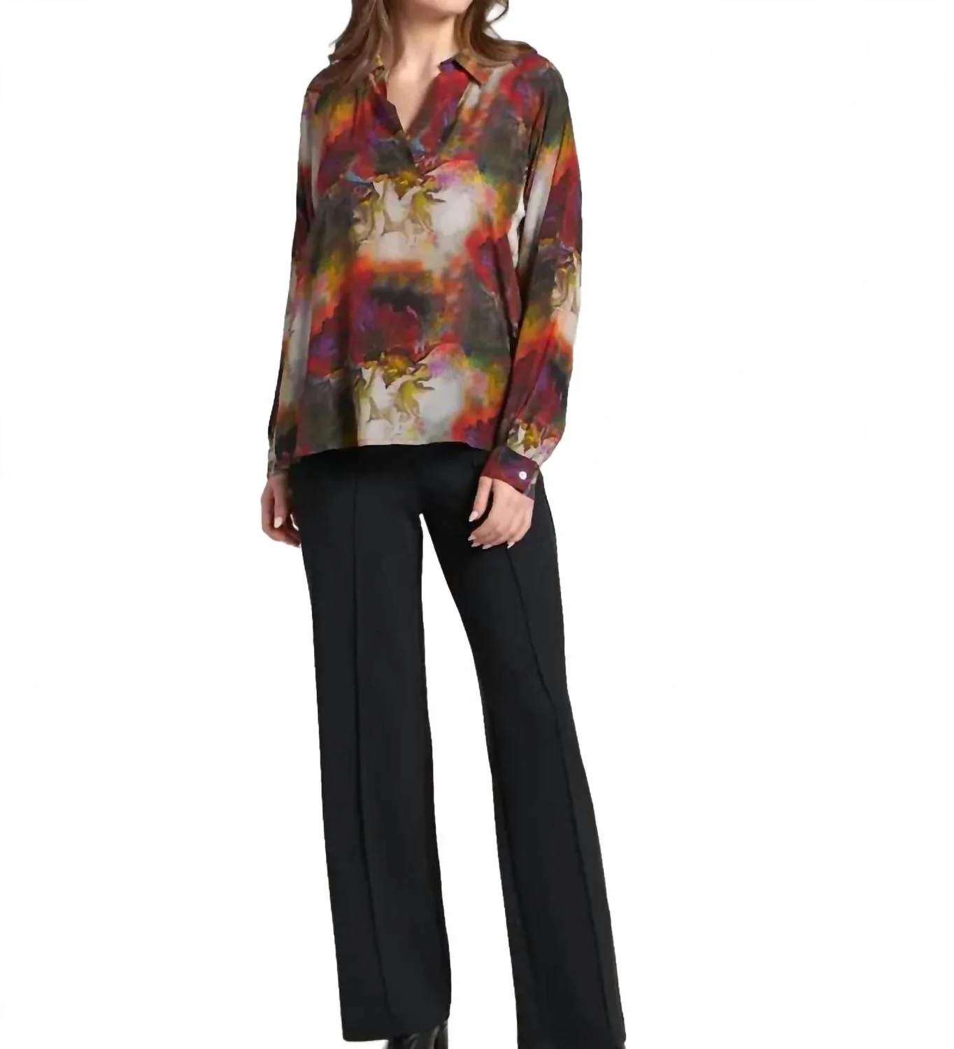 Half Placket Pullover Blouse In Red - Image 4