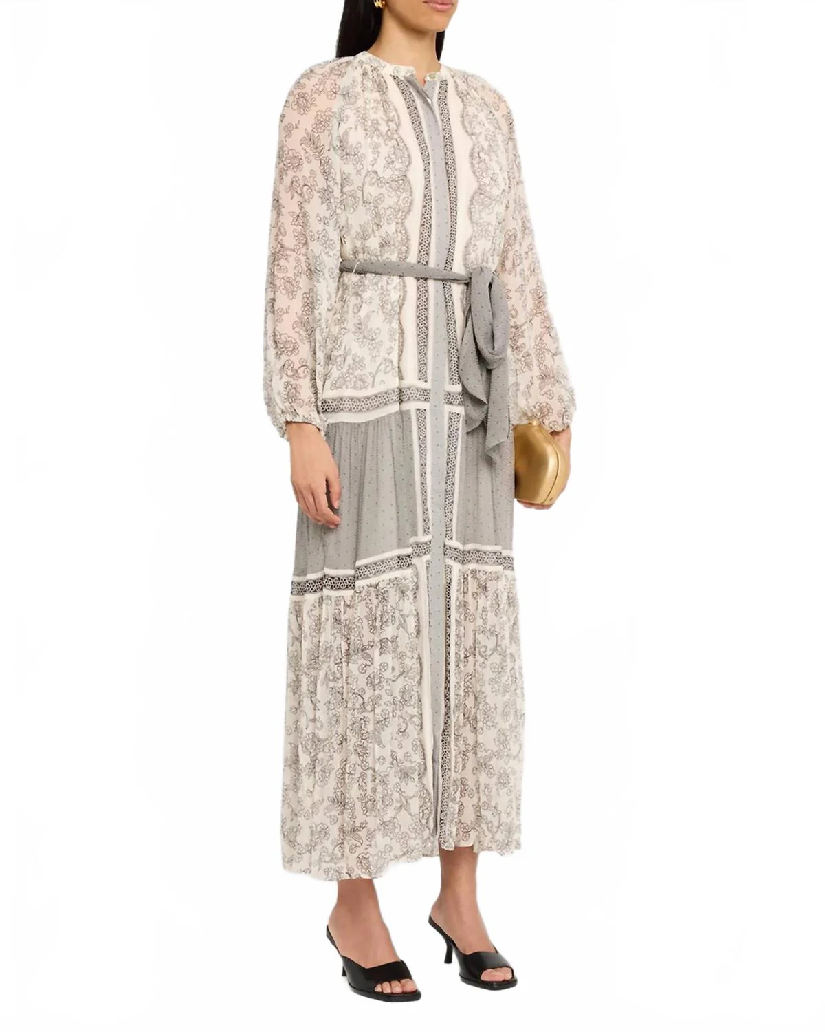 Halley Floral Printed Maxi Dress In Bone/black - Image 3