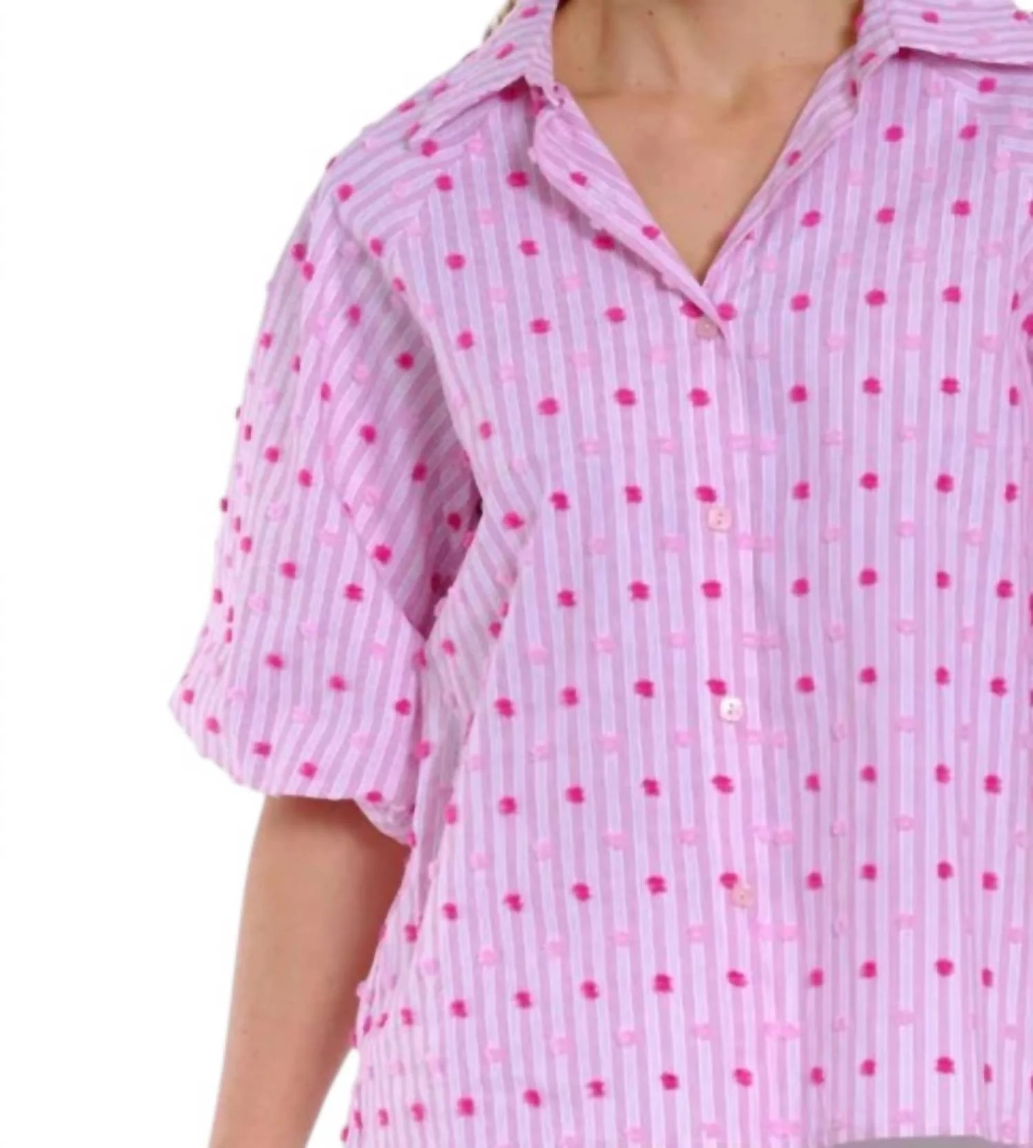Halo Puff Sleeve Shirt In Pink - Image 2