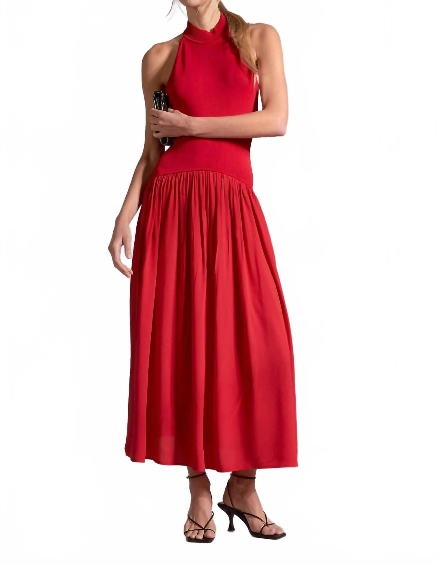 Halter Midi Dress In Red - Image 3