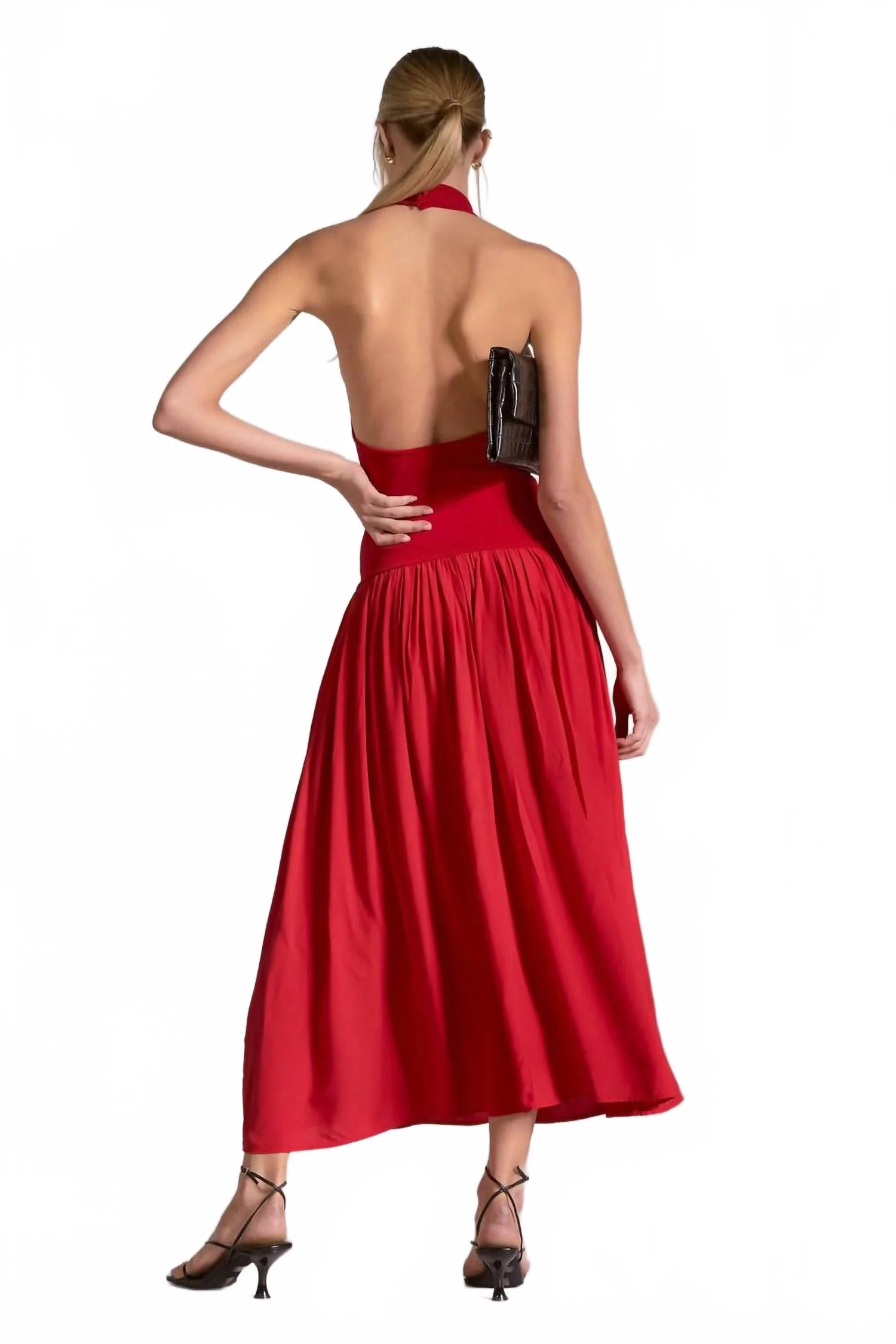 Halter Midi Dress In Red - Image 5
