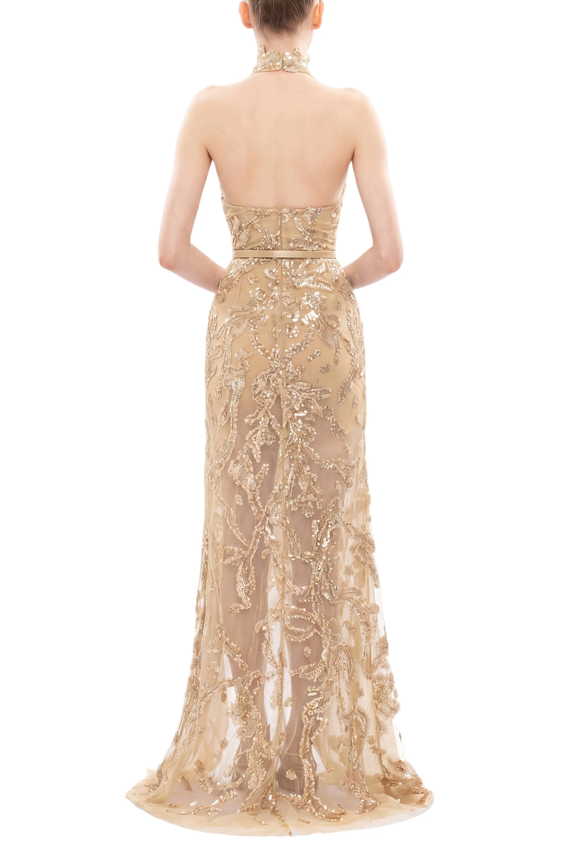 Halter Neck Embroidered Tulle Dress - Image 4