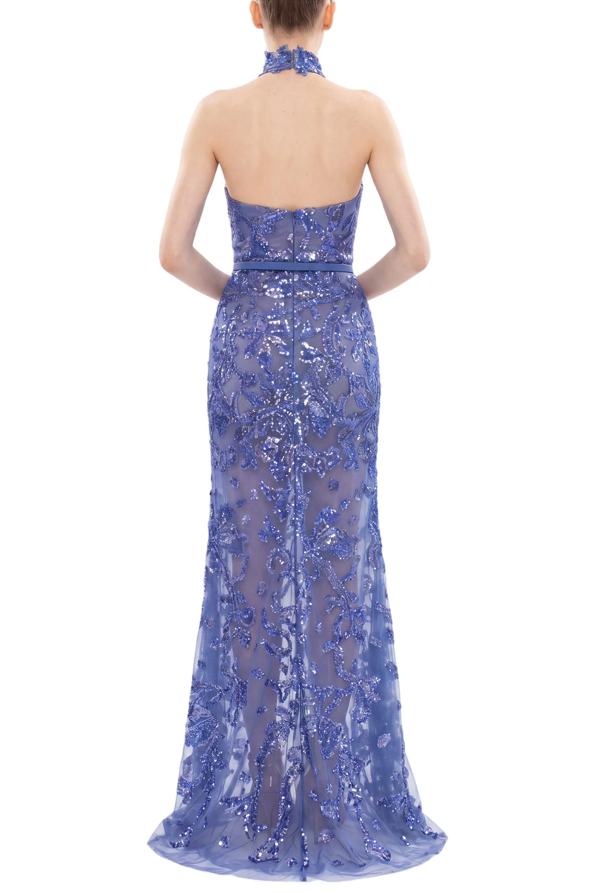 Halter Neck Embroidered Tulle Dress - Image 4