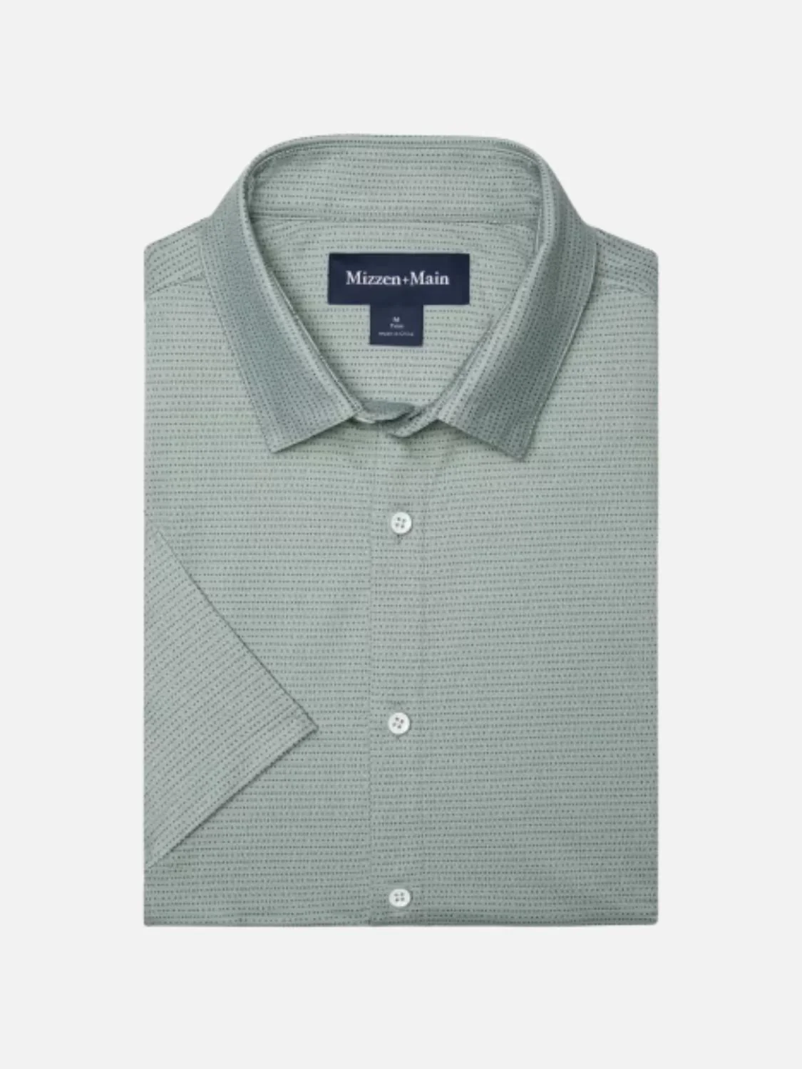 Halyard Short Sleeve Dress Shirt In Pale Green Dot Stripe - Image 2