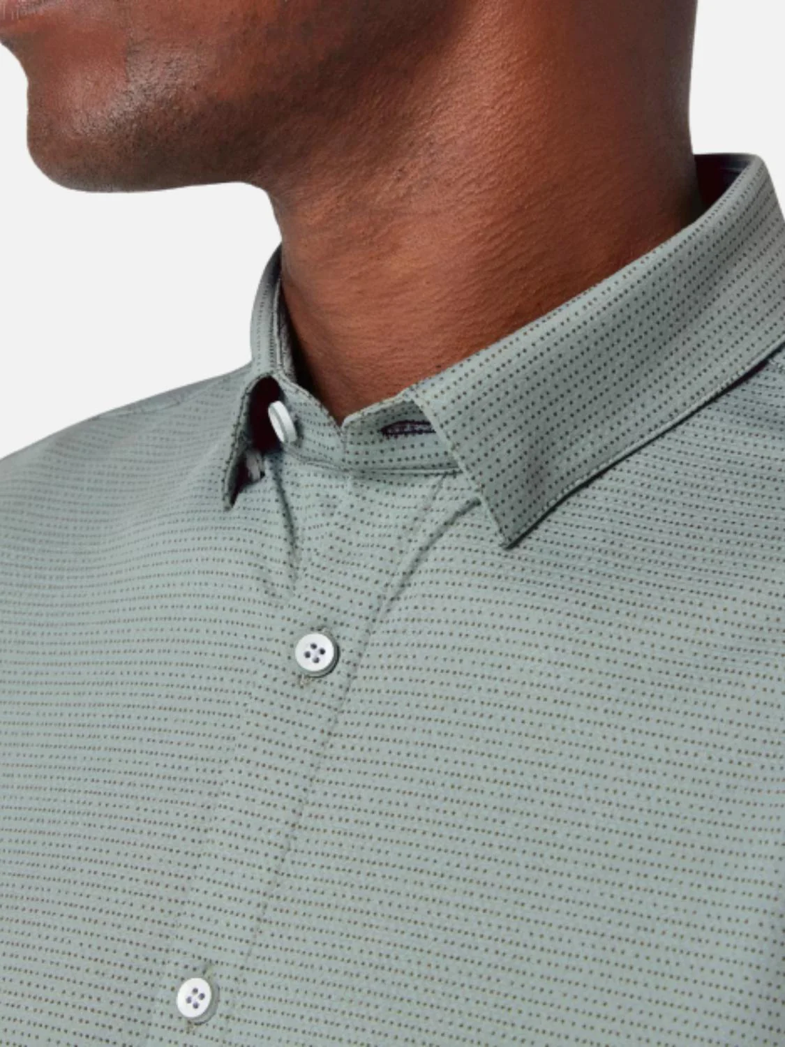 Halyard Short Sleeve Dress Shirt In Pale Green Dot Stripe - Image 3