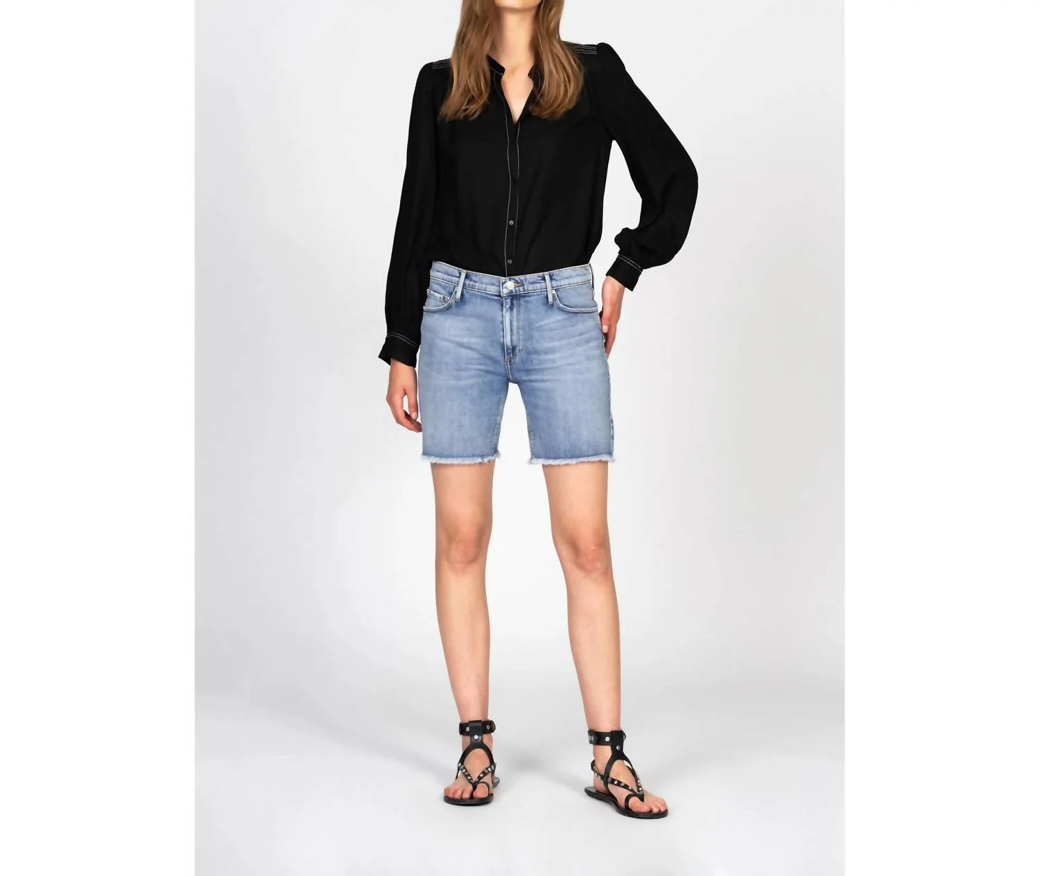 Harper Boyfriend Short In Denim - Image 2