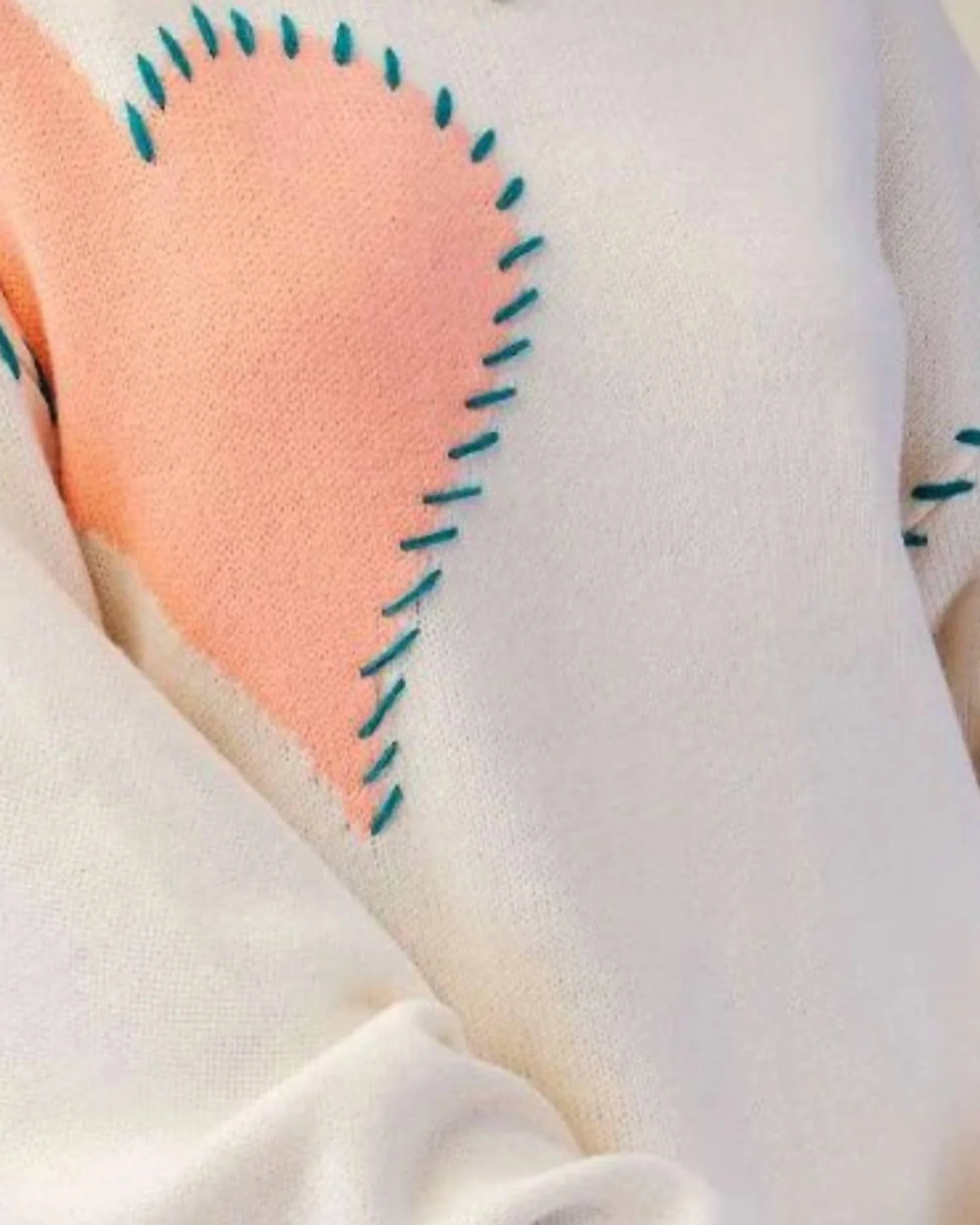 Heart Stitched Sweater In Ivory - Image 2