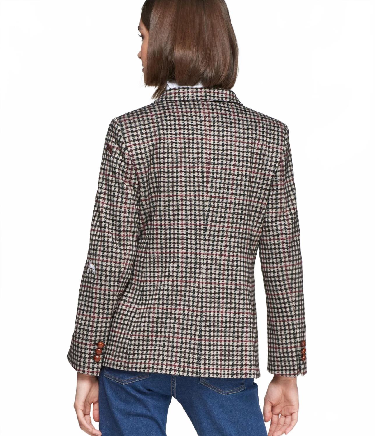 Heather Plaid Jacket With Embroidery In Pata De Gallo - Image 2