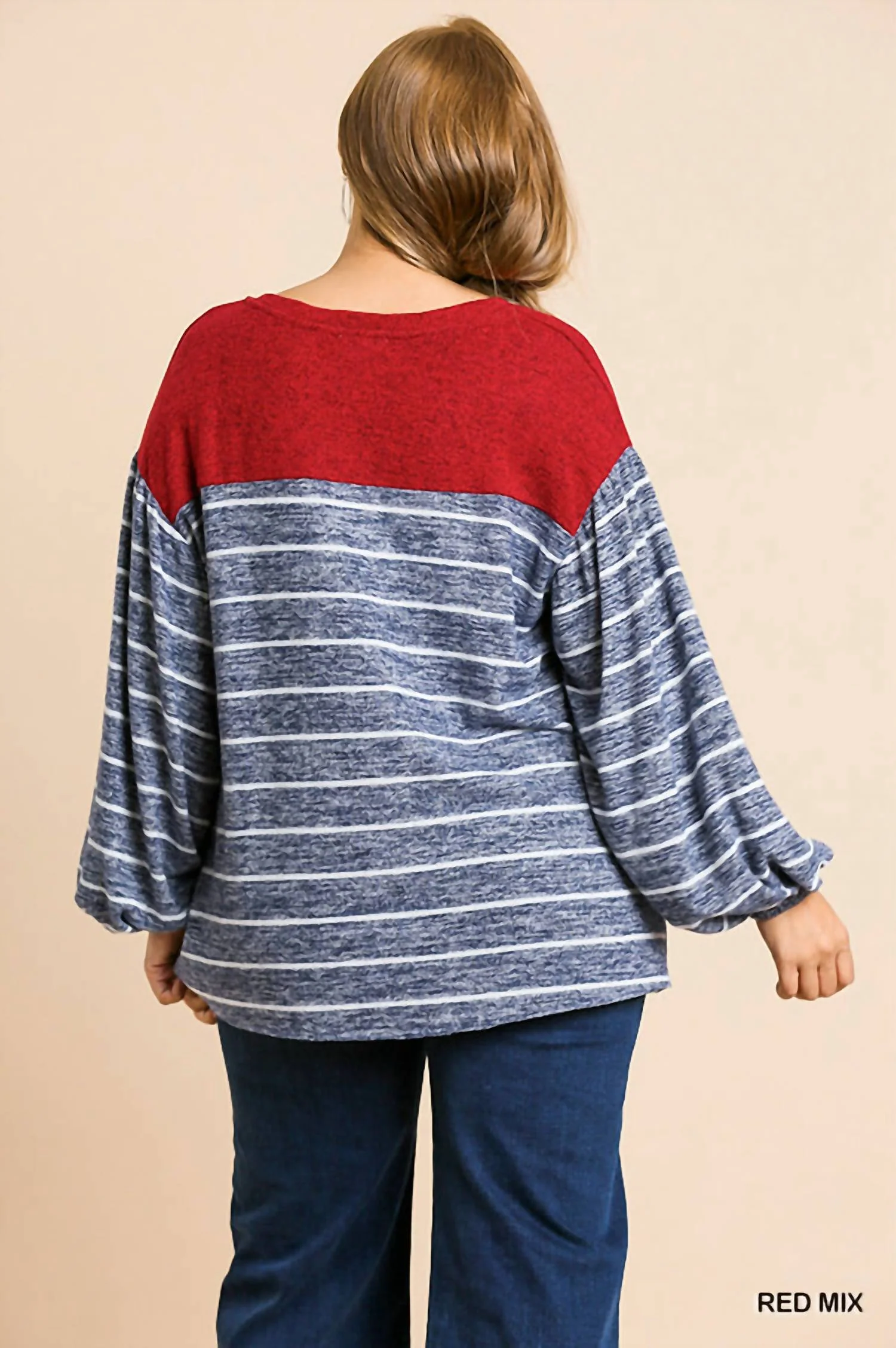 Heathered Puff Sleeve Top - Plus - Image 4
