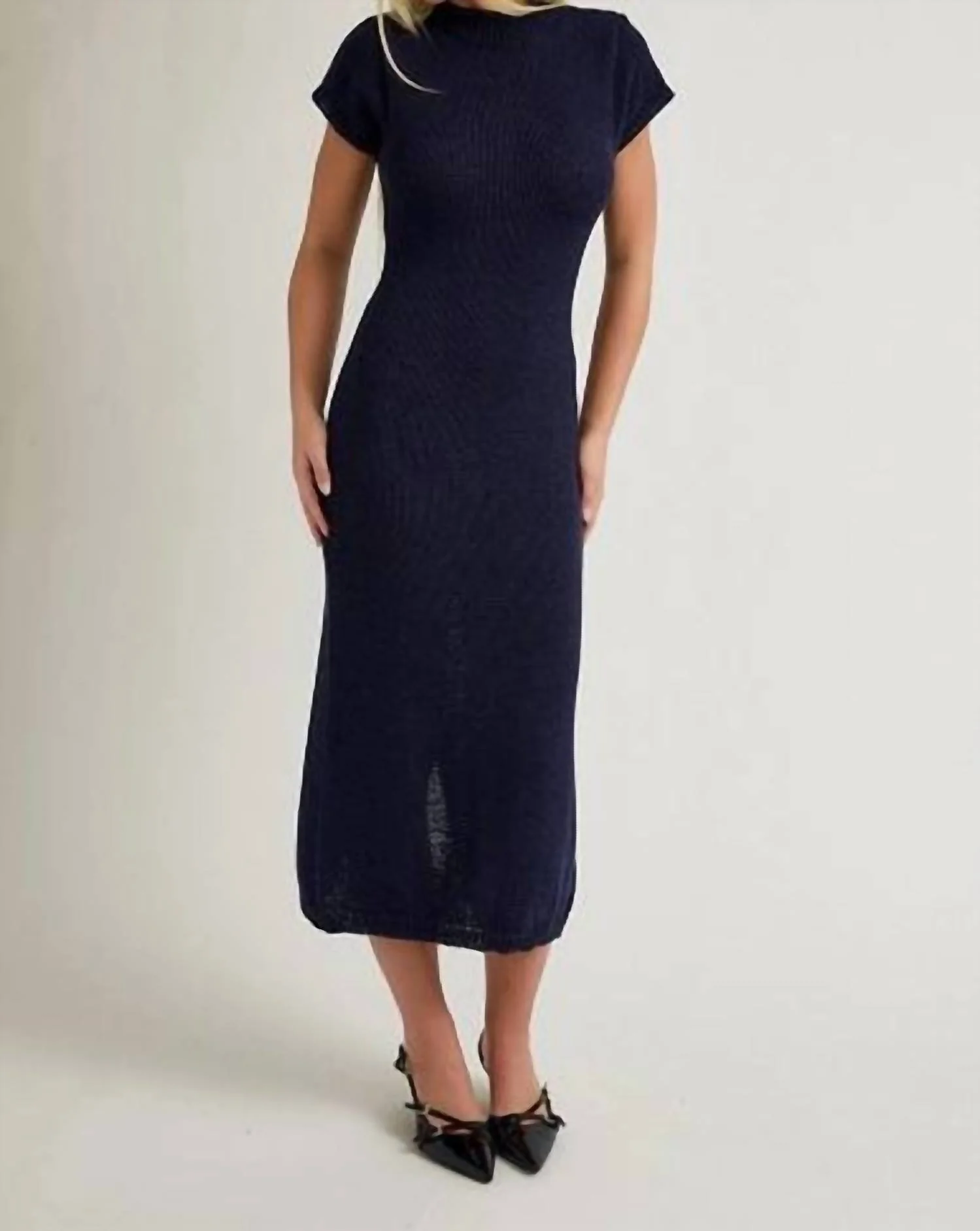 Heidi Midi Sweater Dress In Navy