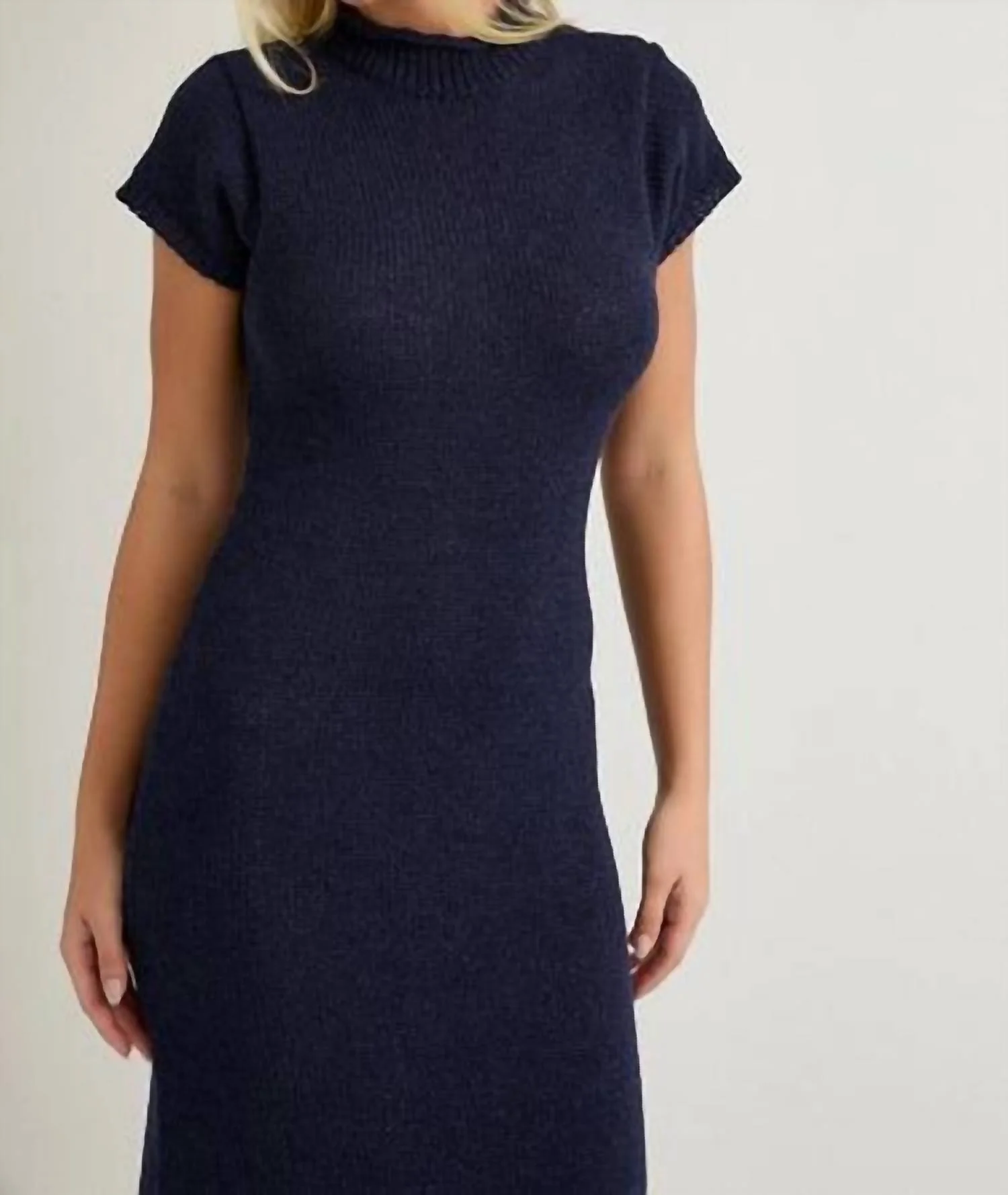 Heidi Midi Sweater Dress In Navy - Image 4
