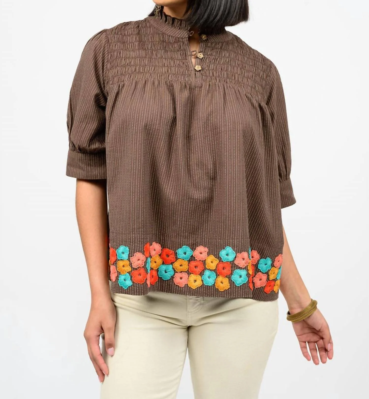 Hem Of Flowers Top In Multi