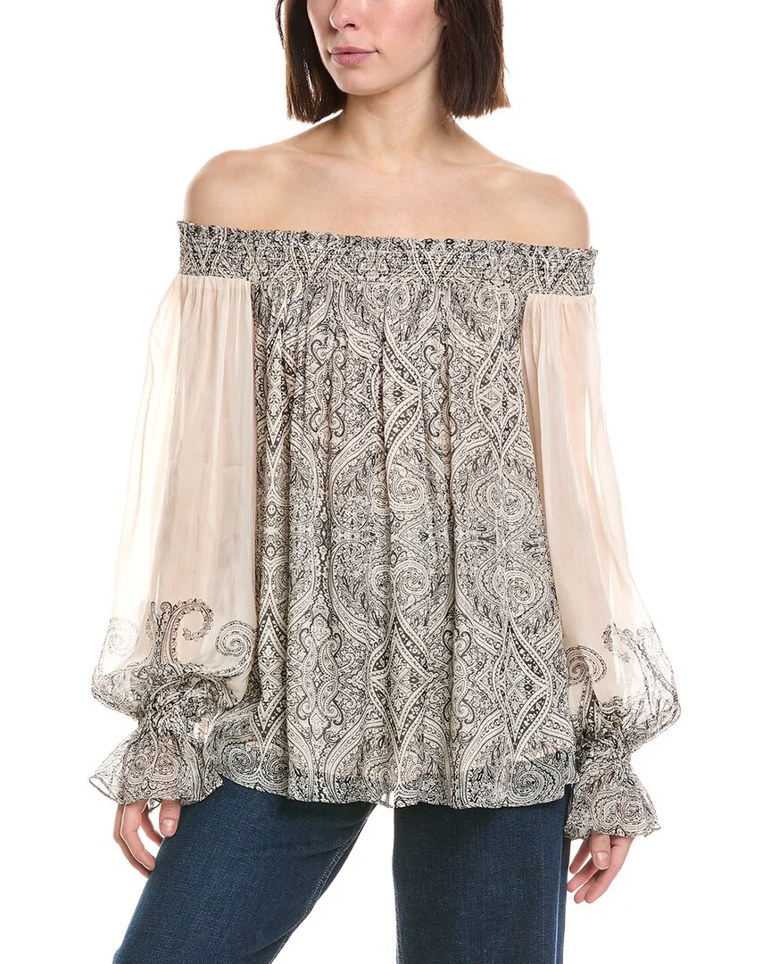 Hemant & Nandita Smocked Detail Off-Shoulder Top