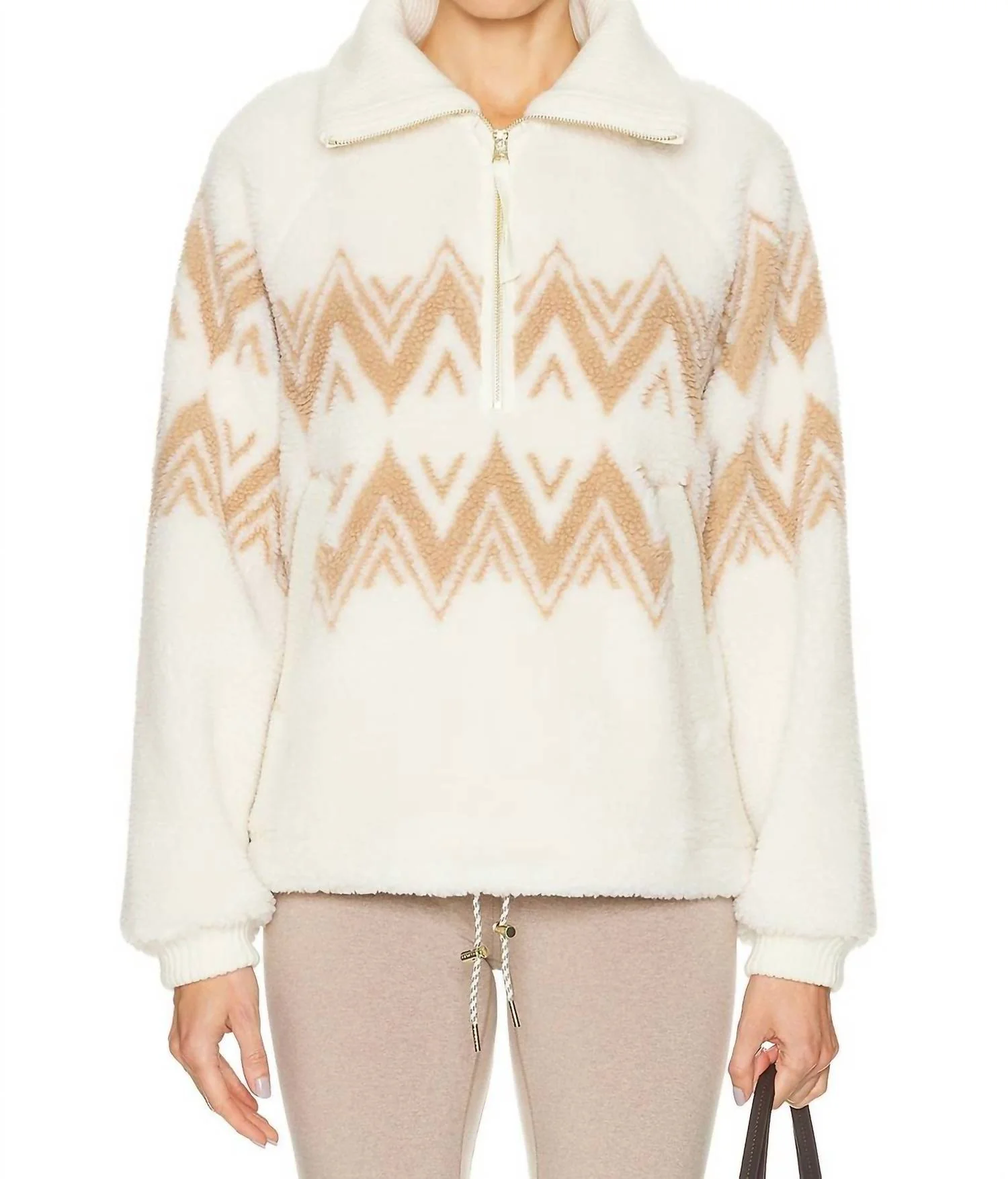 Hendrik Half Zip Sherpa Sweatshirt In Egret