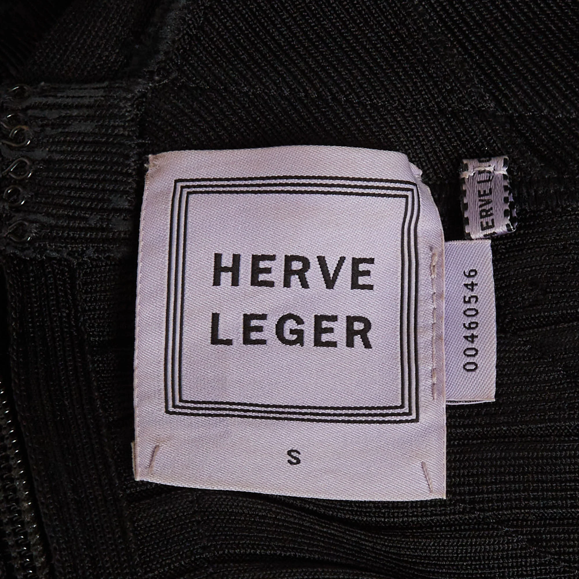 Herve Leger Black Knit Bandage Zip Up Mini Dress - Image 5