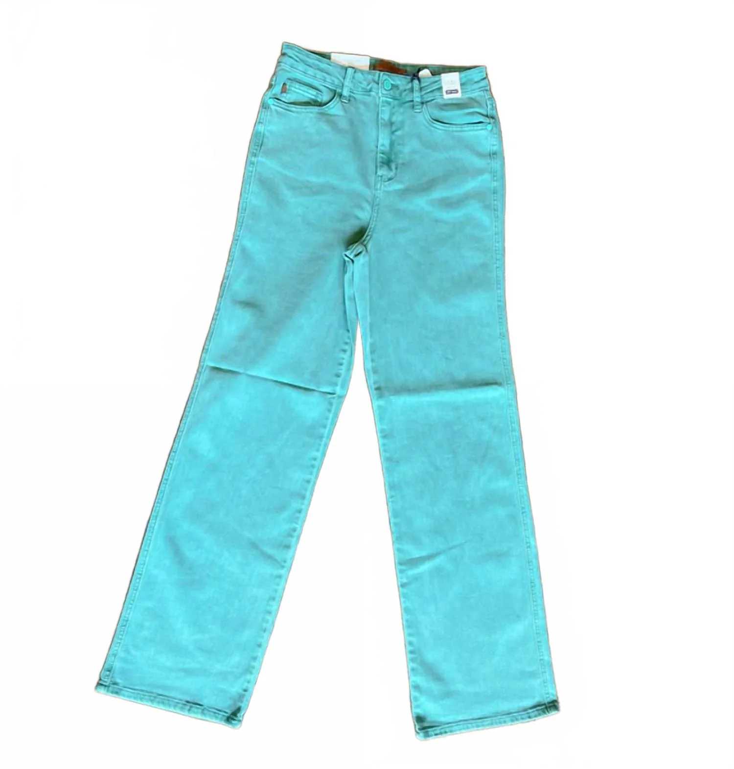 Hi Waist 90's Straight Jean In Sea Green - Image 2