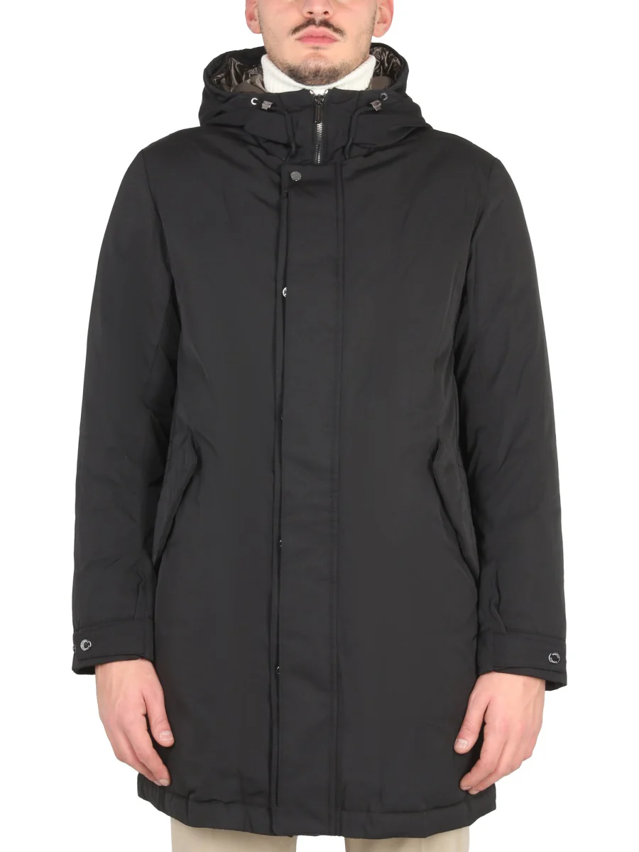 High Neck Jacket With Concealed Zipper And Adjustable Cuffs