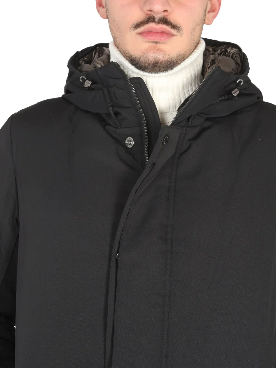 High Neck Jacket With Concealed Zipper And Adjustable Cuffs - Image 4
