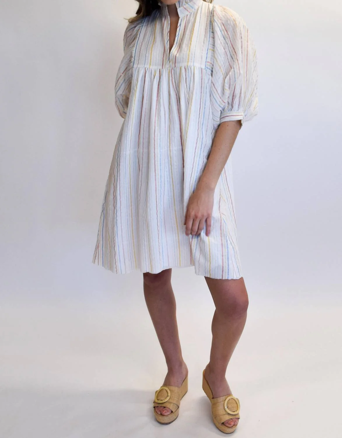 High Neck Midi Dress In Cream