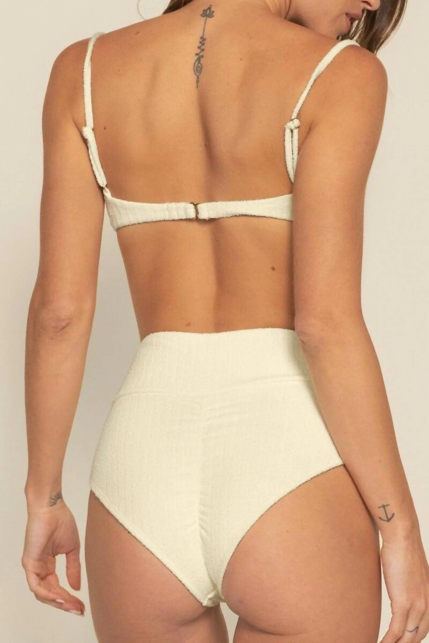 High Rise Bikini Bottom In Buttercream Rib - Image 2