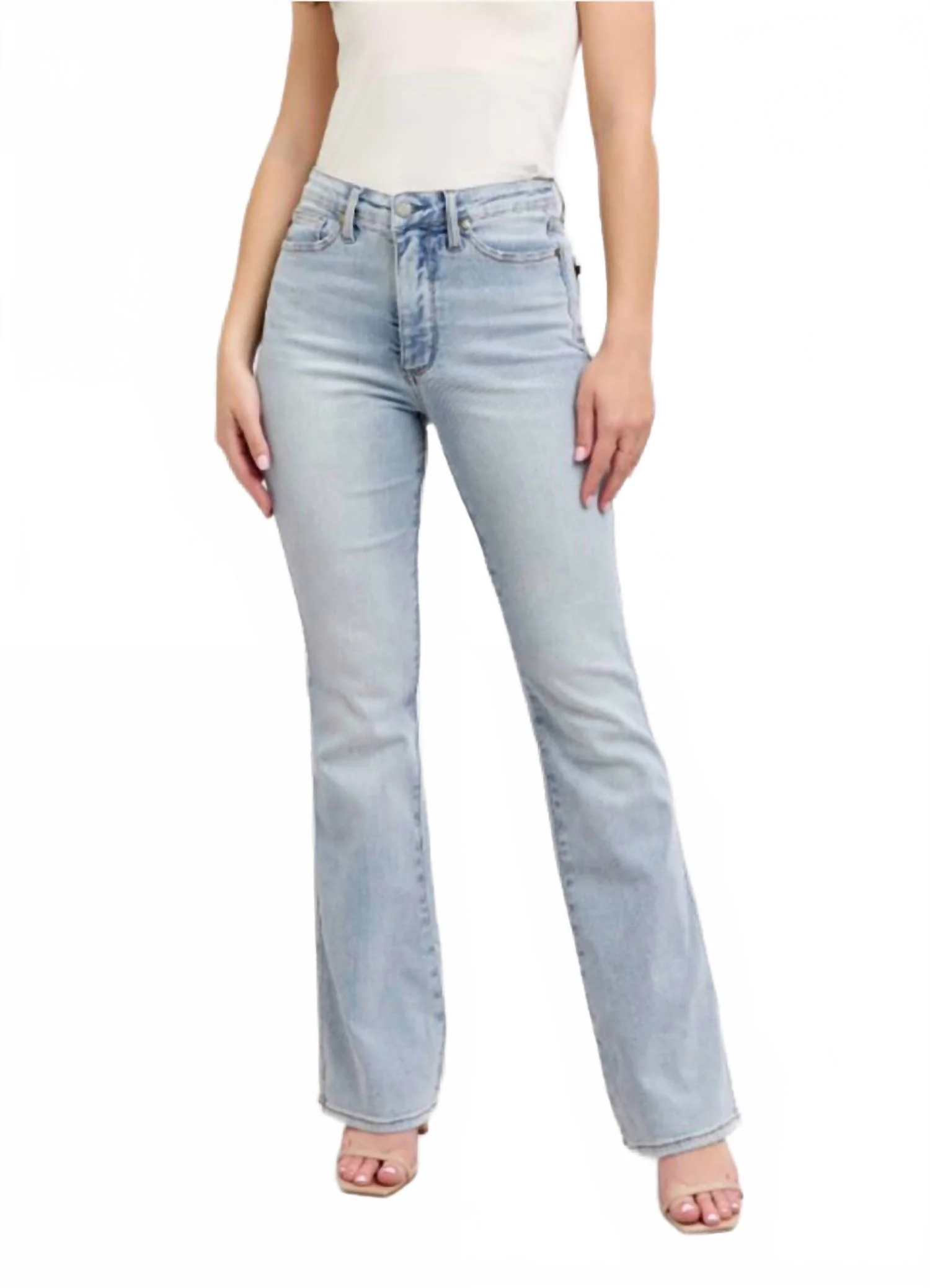High Rise Tummy Control Bootcut Jeans In Blue