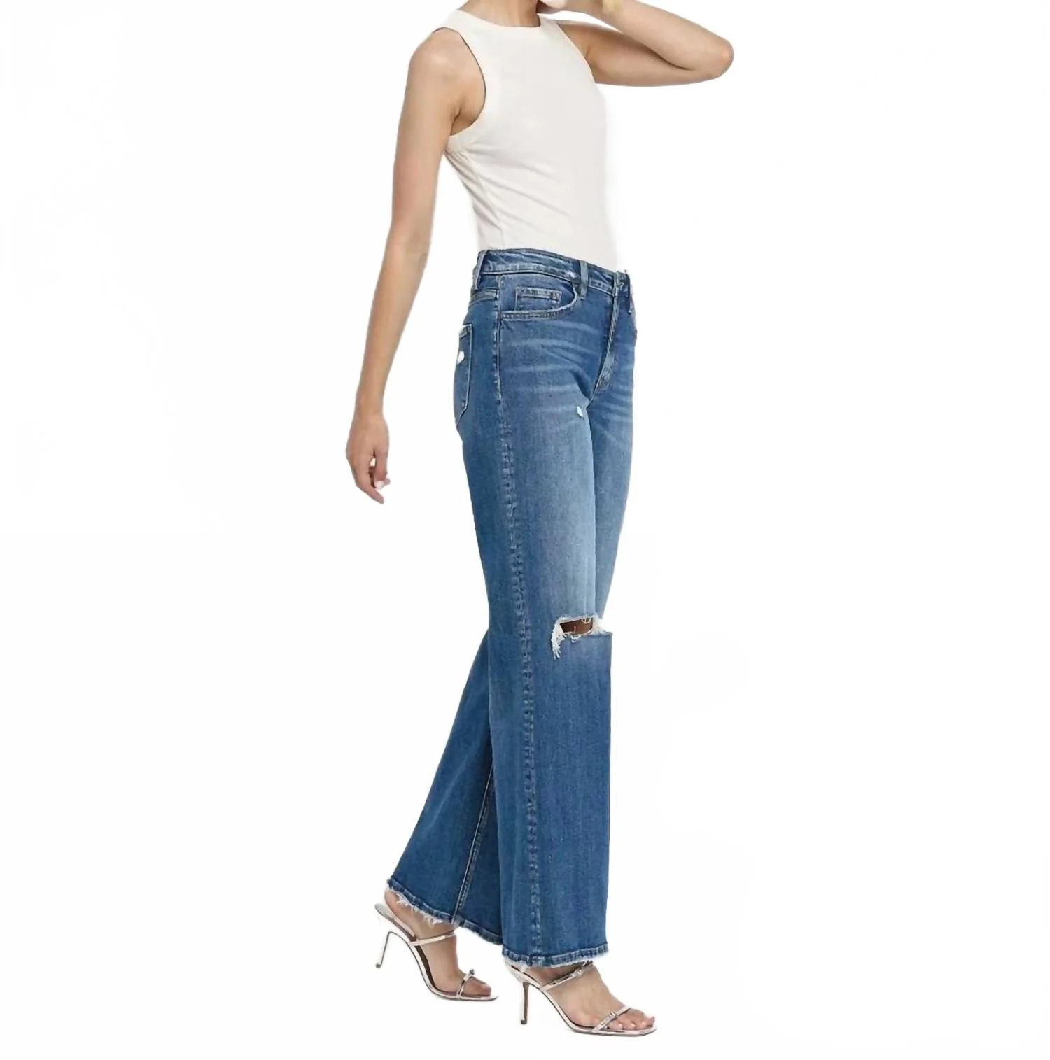 High Rise Wide Leg Jeans In Blithe - Image 2
