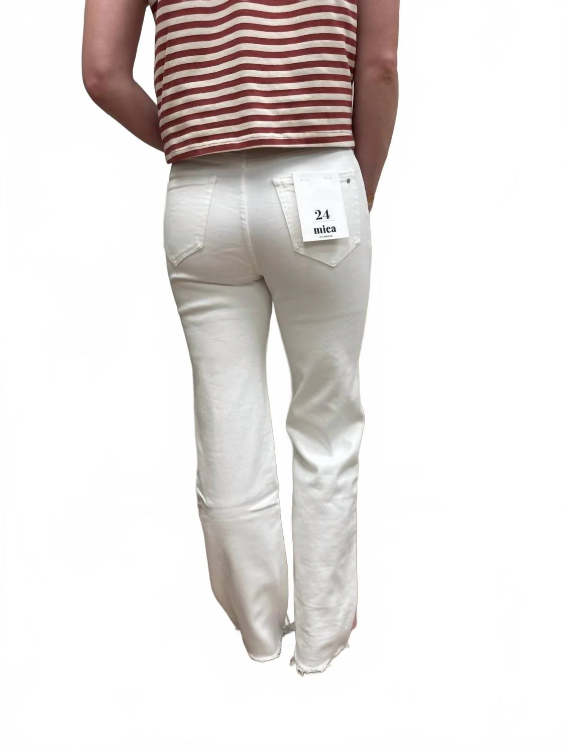 High Rise Wide Leg Jeans With Raw Hem In Alabaster - Image 3