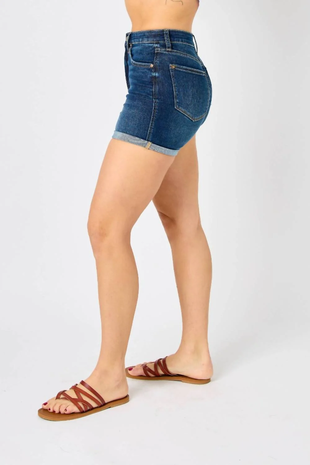 High Waist Cool Denim Shorts In Blue - Image 3