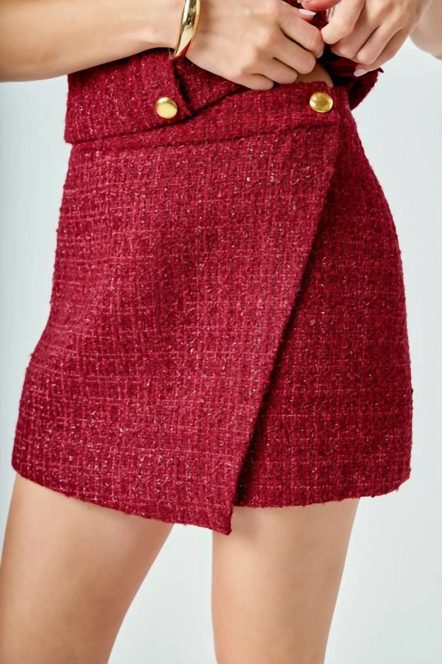 Holiday Chateau Tweed Mini Skirt In Red - Image 5